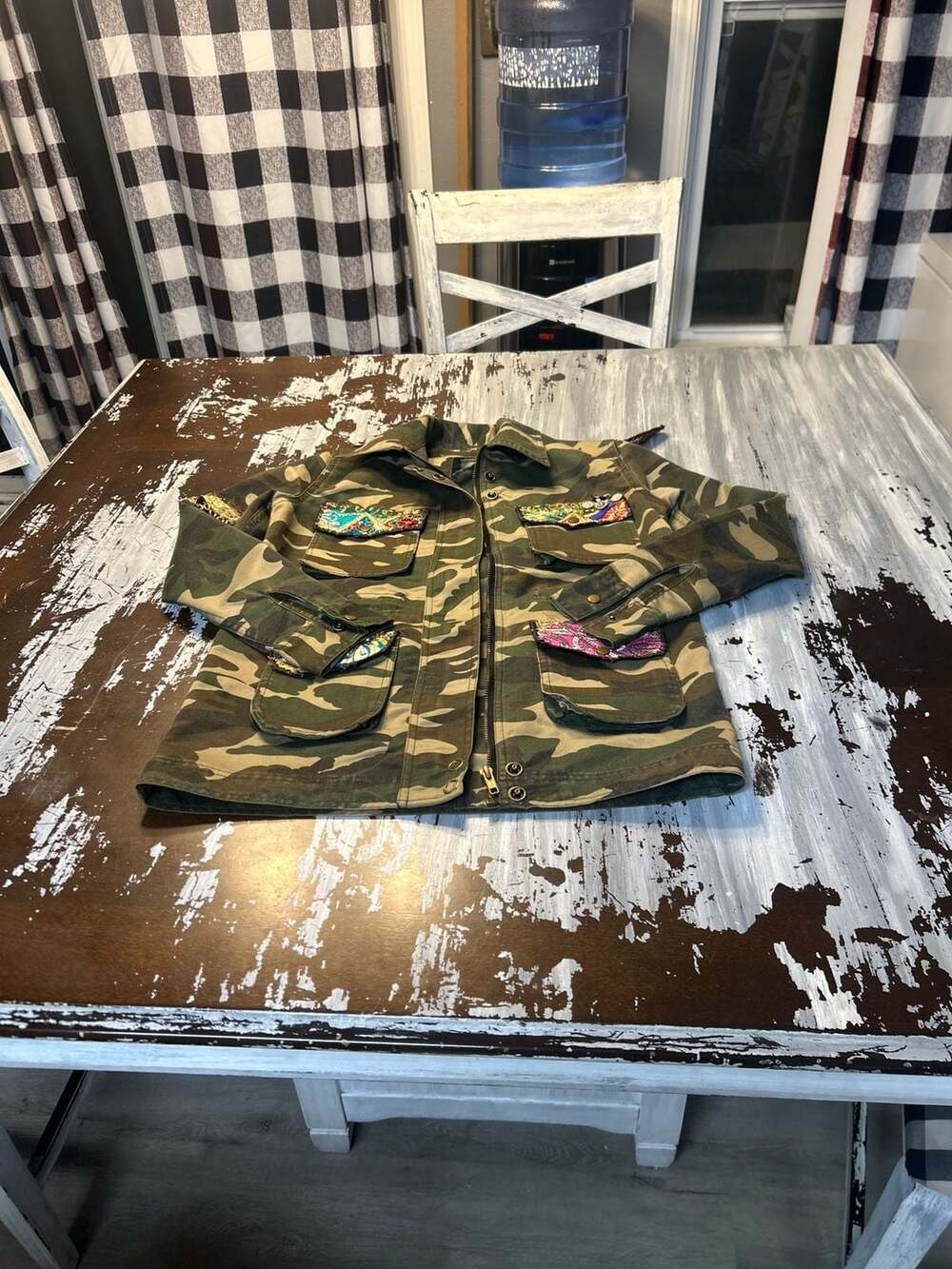 Beautiful Stories Camouflage Embroidered Patchwork Boho Utility Jacket